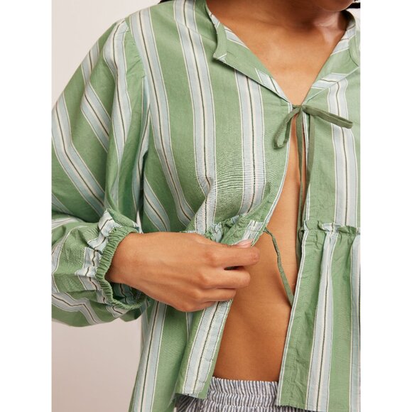 🎉LAST CHANCE🎉 FREE PEOPLE Brunch Babe Blouse / White Spruce Combo - Picture 9 of 11